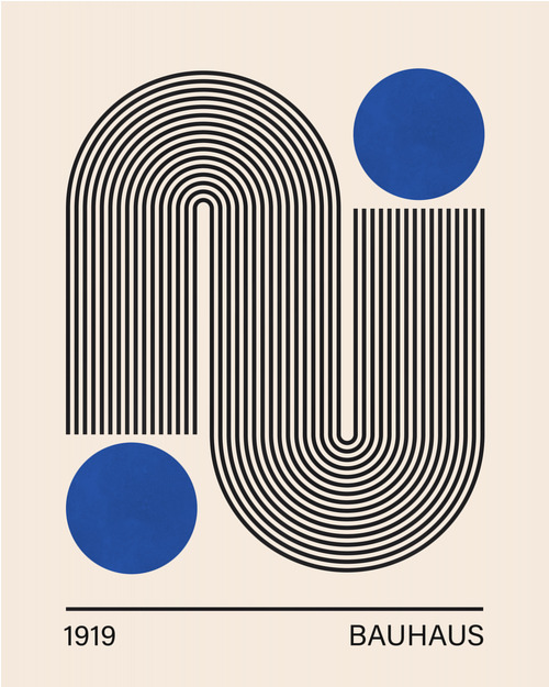 Poster Bauhaus Blue - Curved