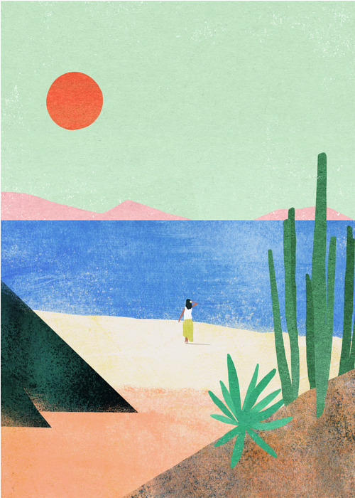 Poster Beach Day (50x70 cm) av Longwayhome