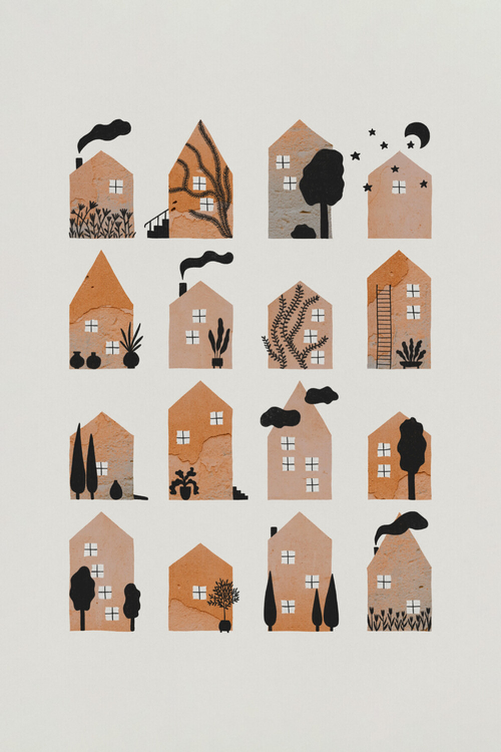Canvas Tiny Houses (100x150 cm) av Alisa Galitsyna