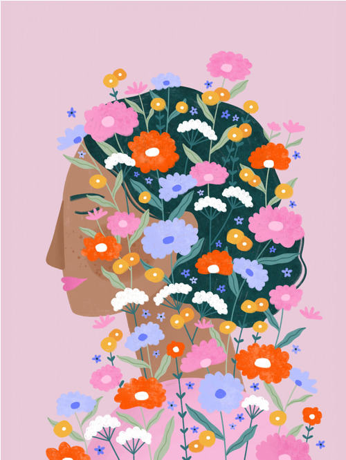 Poster Colourful Flower Lady (30x40 cm) av Bea Müller
