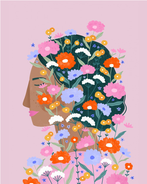 Poster Colourful Flower Lady (40x50 cm) av Bea Müller