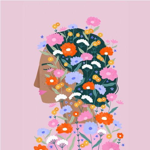 Poster Colourful Flower Lady (70x70 cm) av Bea Müller