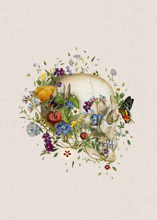 Canvas Floral Skull