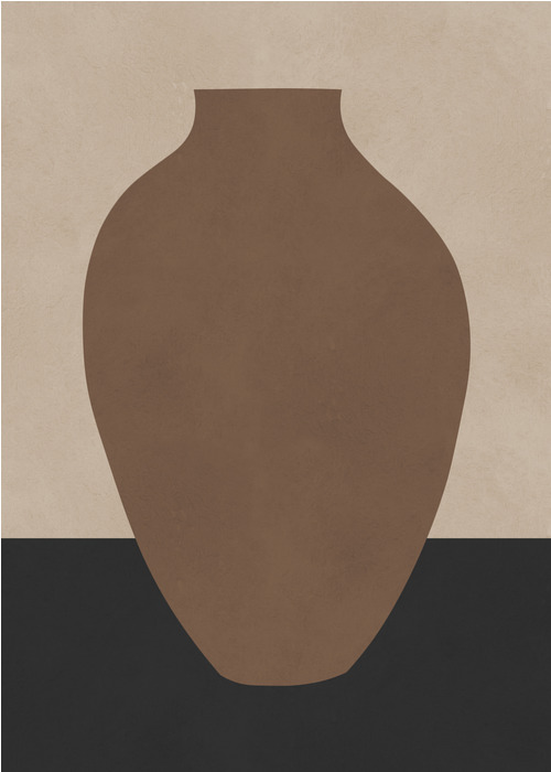Canvas Tribal Shapes - Brown Vase