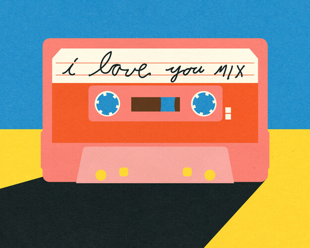 Canvas I Love You Mix Tape (50x40 cm) av Rosi Feist