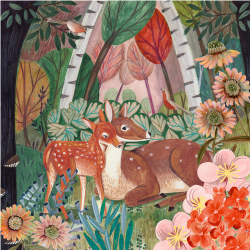 Tavla XL Deer in the Forest (100x100 cm) av Caroline Bonne Müller